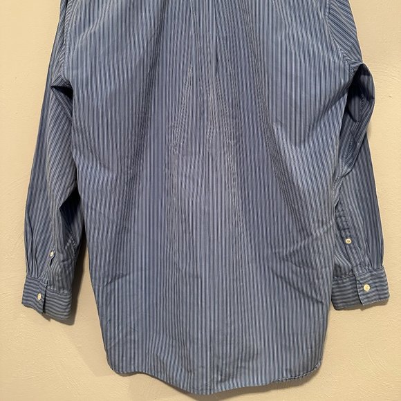 VINTAGE 90s J. Crew Men's Striped Long Sleeve Button Down in Baby Blue Size Med - Picture 11 of 16